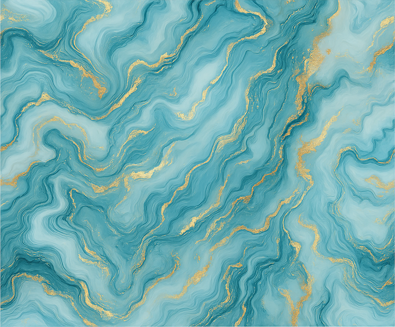 Tapis vinyle chambre style marbre bleu clair et or - TenStickers