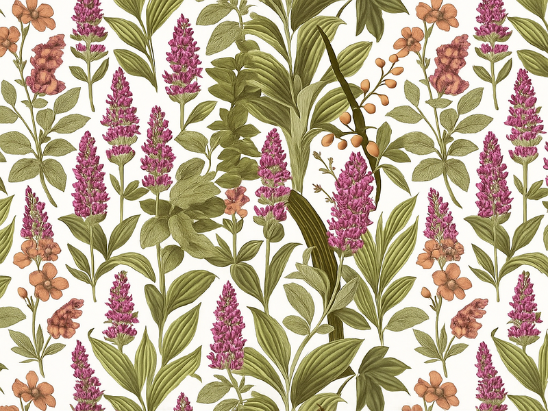 Tapis vinyle chambre motif botanique coloré - TenStickers