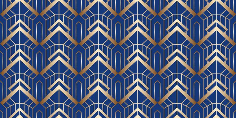 Tapis vinyle géométrique motif déco bleu et or - TenStickers