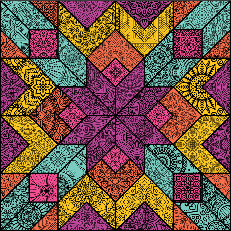 Tapis vinyle géométrique éléments colorés - TenStickers