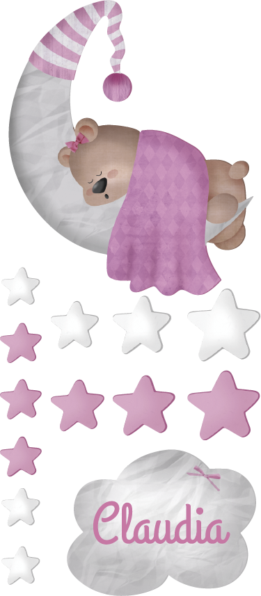 Tapis vinyle pour enfants ours endormi nuage personnalisé - TenStickers