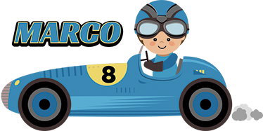 Tapis vinyle pour enfants voiture f1 avec nom - TenStickers