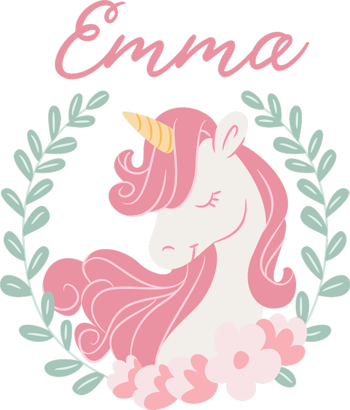 Tapis vinyle pour enfants princesse licorne avec nom - TenStickers