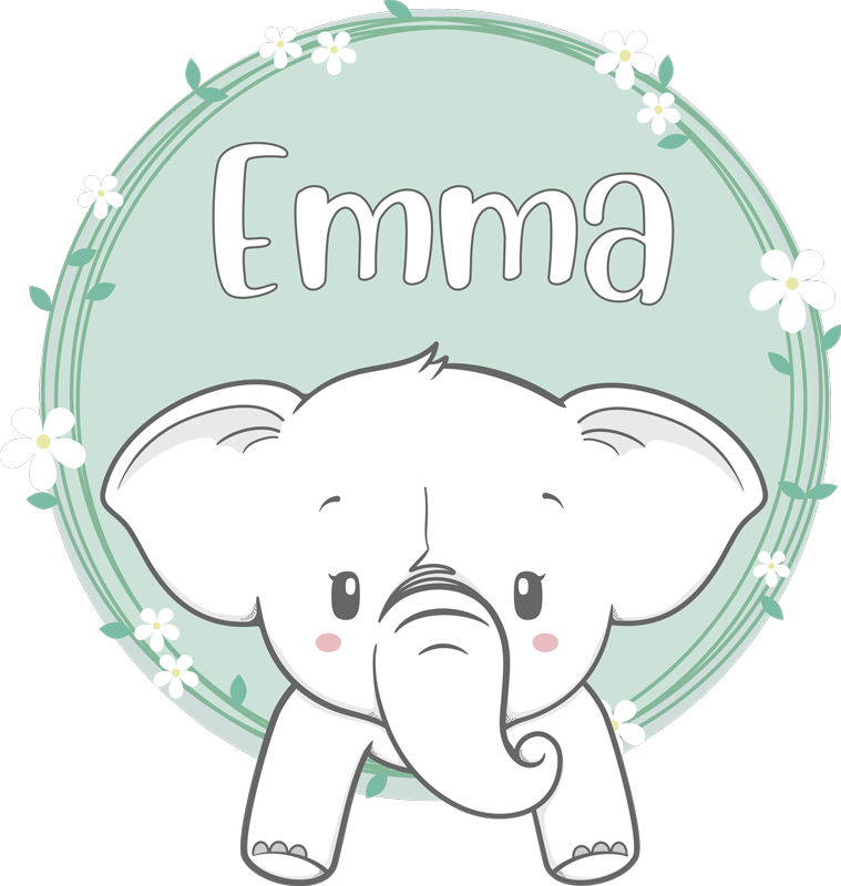 Tapis vinyle pour enfants éléphant avec prénom - TenStickers