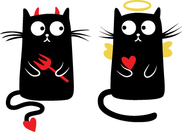 Tapis vinyle pour enfants chat bon et mauvais - TenStickers