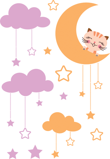 Tapis vinyle pour enfants sticker enfant lune chat - TenStickers