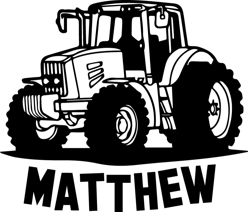 Tapis vinyle pour enfants silhouette de tracteur avec nom - TenStickers