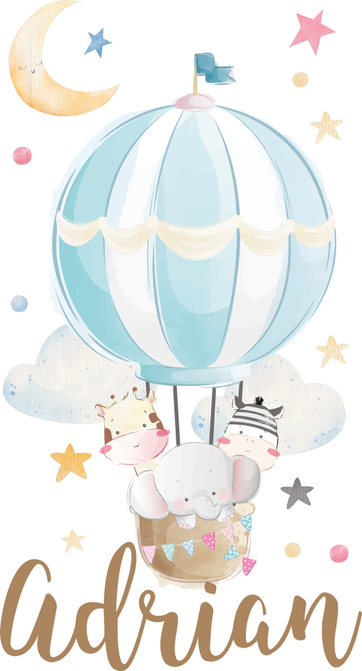 Tapis vinyle pour enfants trois animaux sur des ballons - TenStickers