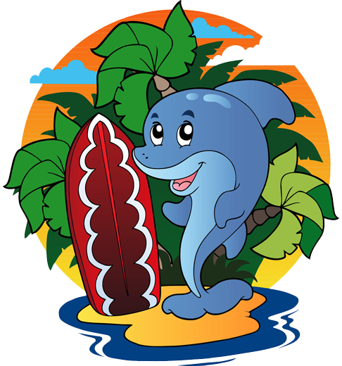 Tapis vinyle pour enfants surfing dauphin - TenStickers