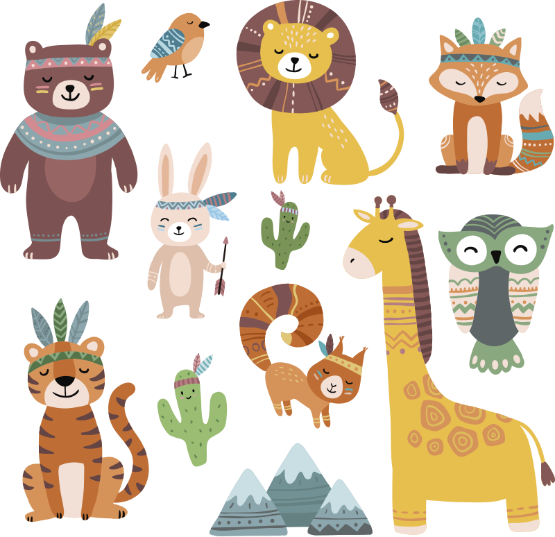 Tapis vinyle pour enfants animaux tribaux drôles - TenStickers