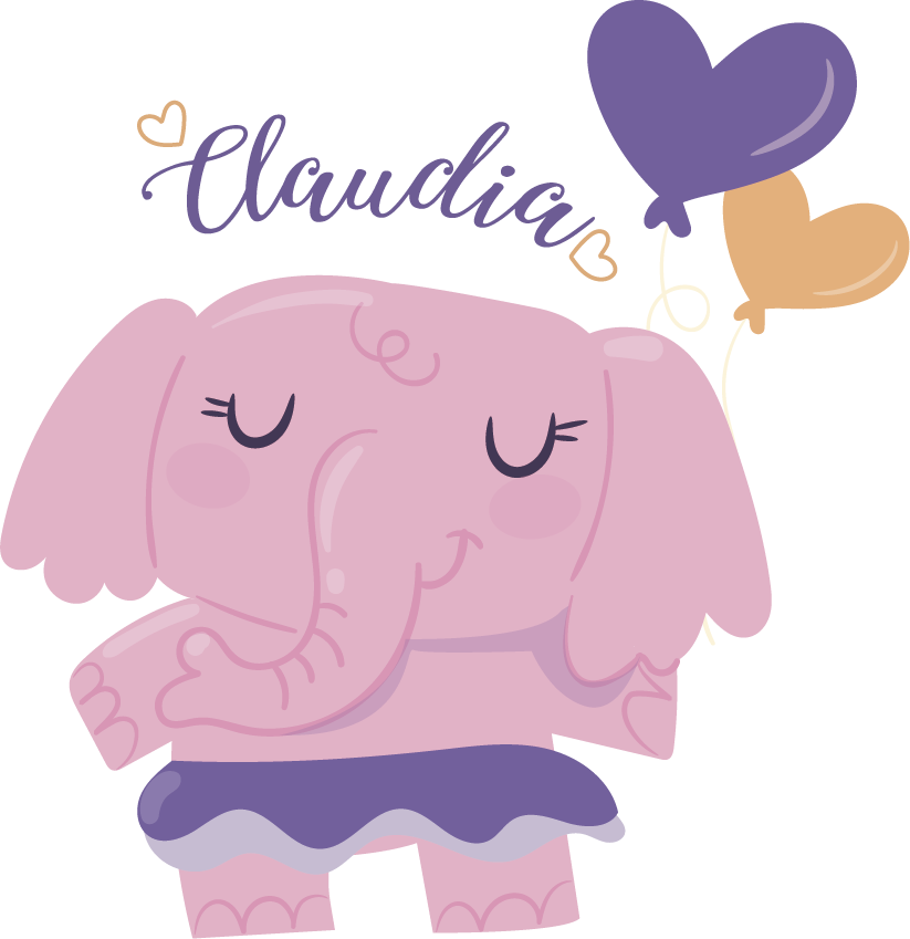 Tapis vinyle pour enfants éléphant rose avec nom - TenStickers