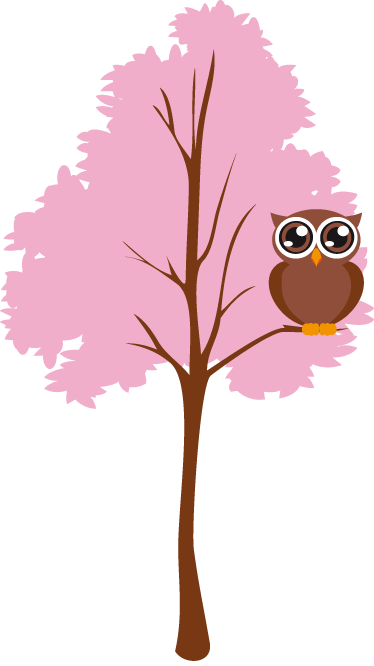 Tapis vinyle pour enfants arbre rose avec hibou - TenStickers