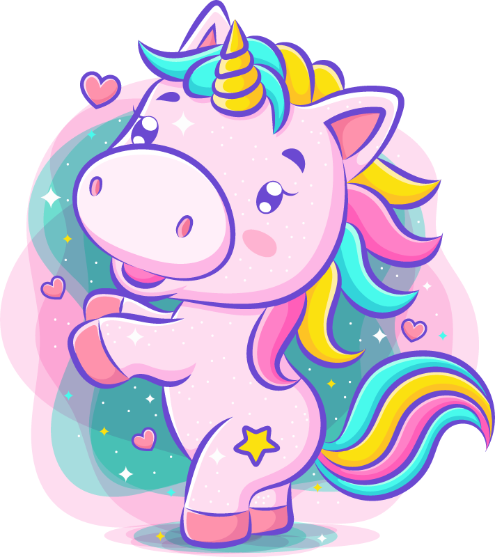 Tapis vinyle pour enfants licorne colorée souriante - TenStickers