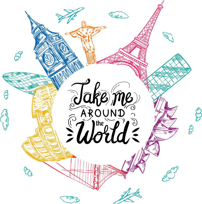 Tapis vinyle chambre trésors du monde entier - TenStickers