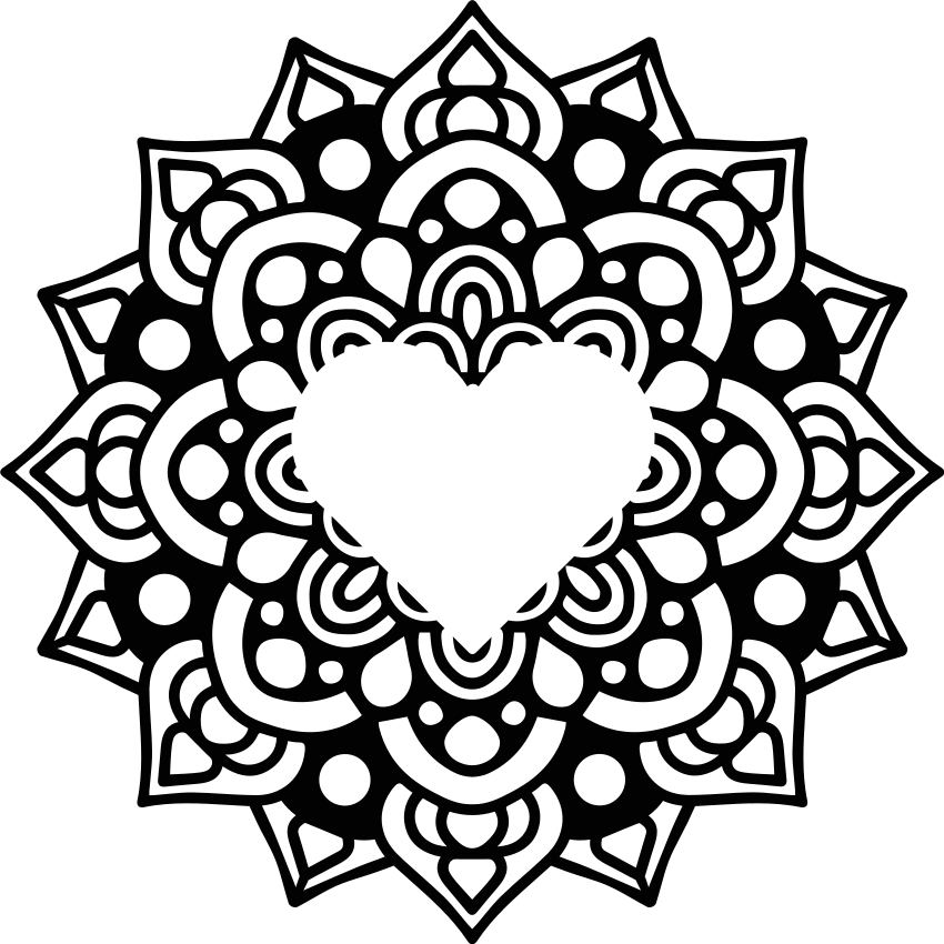 Tapis vinyle chambre mandala avec cadre en cœur - TenStickers