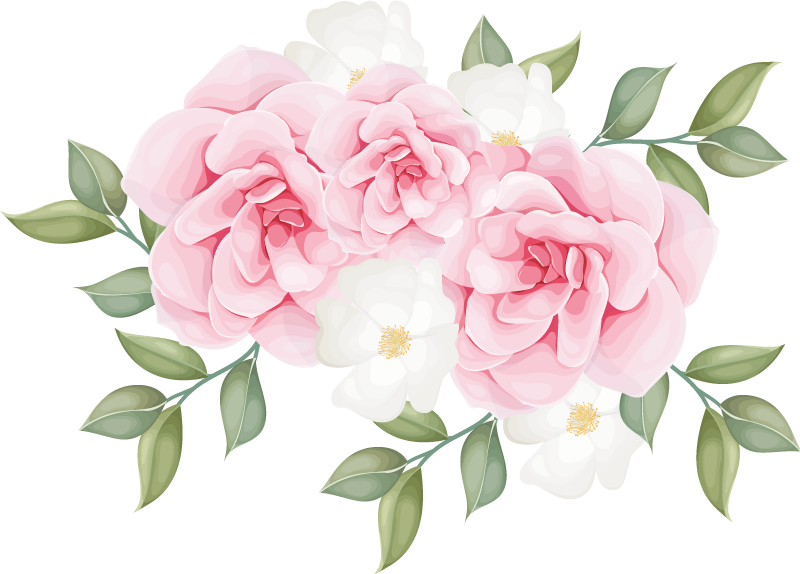 Tapis vinyle chambre fleurs élégantes roses - TenStickers