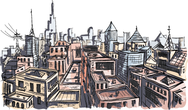 Tapis vinyle chambre aquarella ville - TenStickers