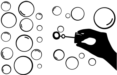 Tapis vinyle jeux silhouette main bulles décoratives - TenStickers