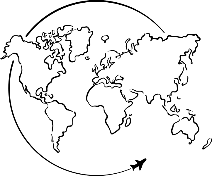 Tapis vinyle carte du monde cercle avion - TenStickers