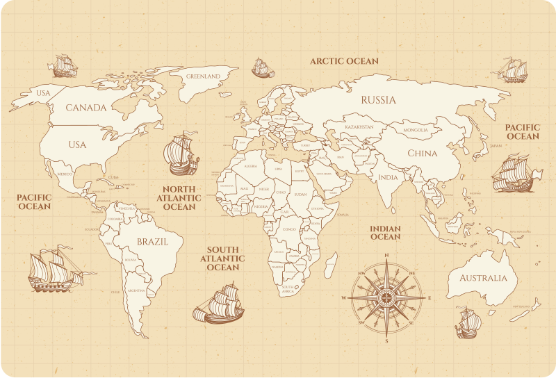 Tapis vinyle carte du monde carte du monde antique - TenStickers