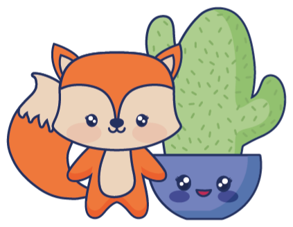 Tapis vinyle pour enfants anime cactus et renard - TenStickers