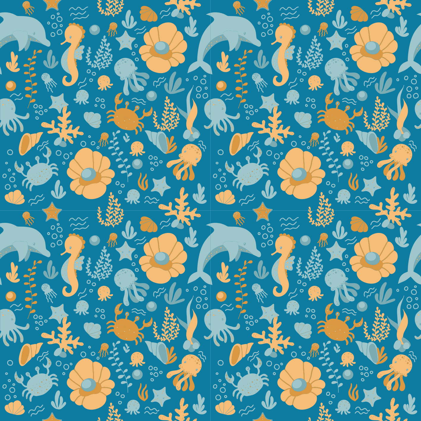 Tapis vinyle pour enfants dessin animé marin - TenStickers