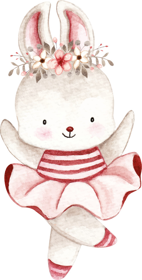 Tapis vinyle pour enfants danseuse lapin en roses - TenStickers
