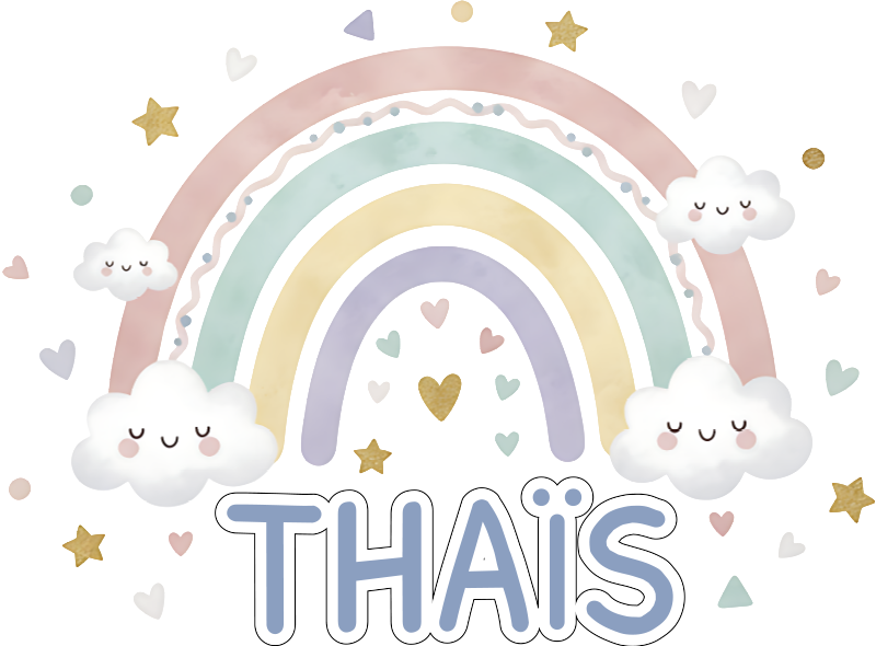 Tapis vinyle pour enfants arc-en-ciel avec prénom - TenStickers