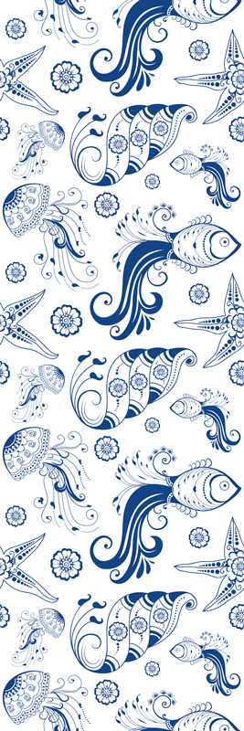 Tapis vinyle salle de bain vie marine ornementale - TenStickers