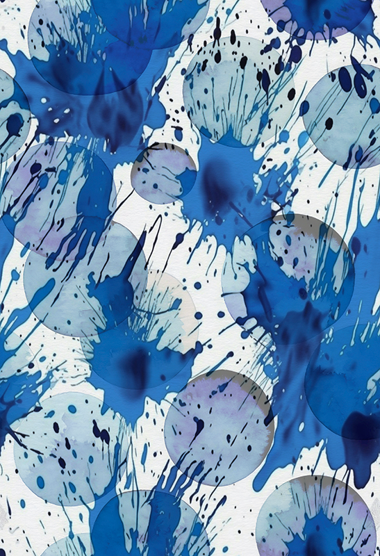Tapis vinyle salle de bain cercles d'encre bleue - TenStickers