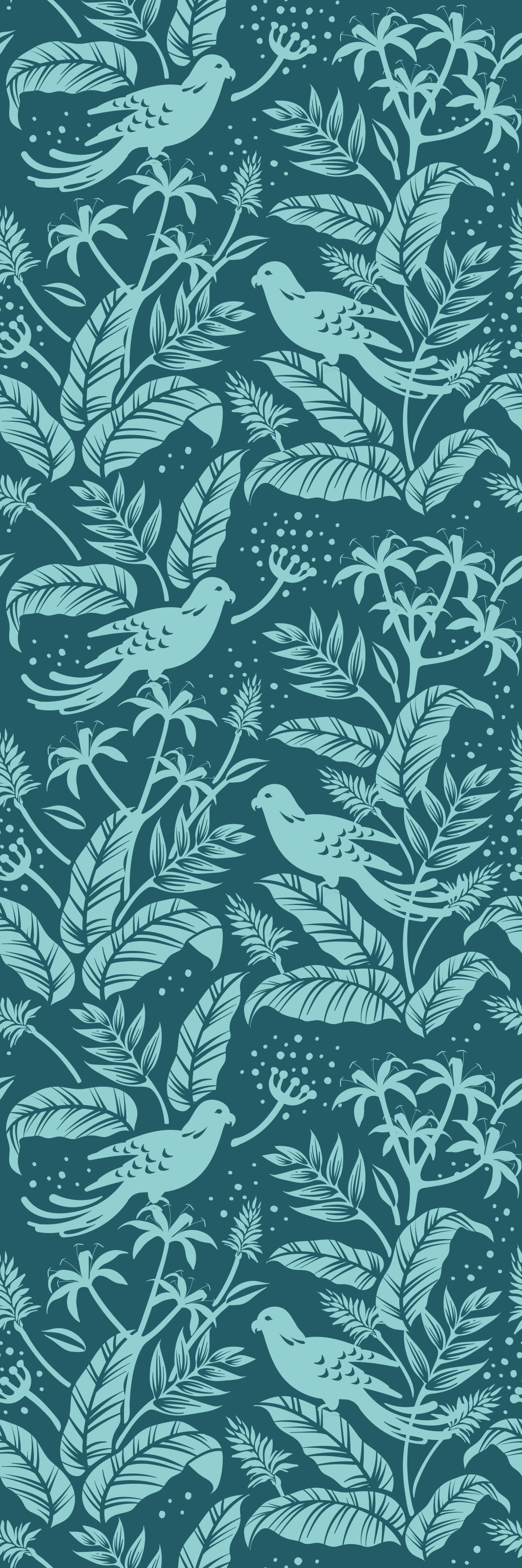 Tapis vinyle salle de bain oiseaux volants turquoise - TenStickers