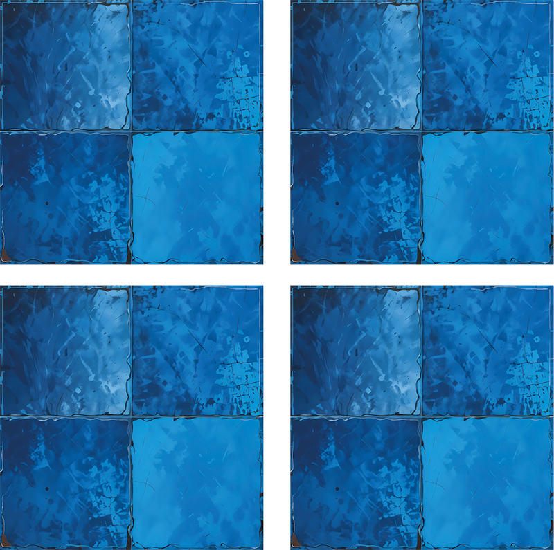 Tapis vinyle salle de bain motif carré bleu marine - TenStickers