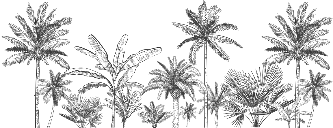 Tapis vinyle salle de bain croquis d'arbres tropicaux - TenStickers