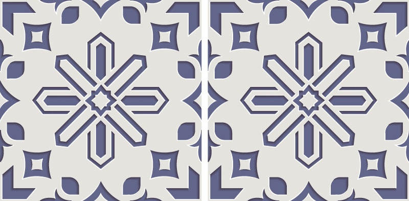 Tapis vinyle cuisine motifs carreaux ciment bleu et blanc - TenStickers