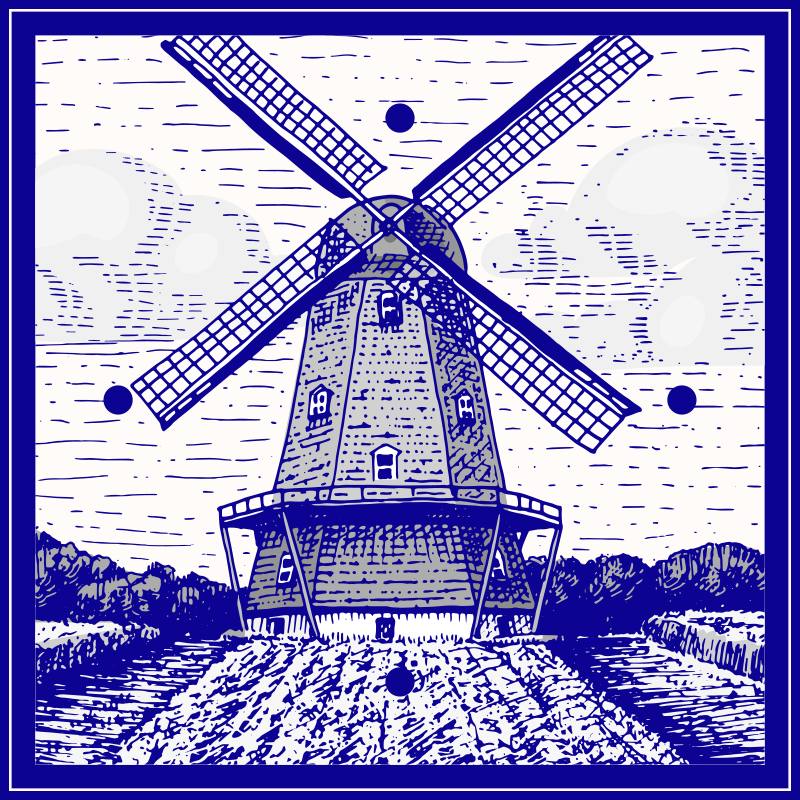 Tapis vinyle cuisine bleu de delft - TenStickers