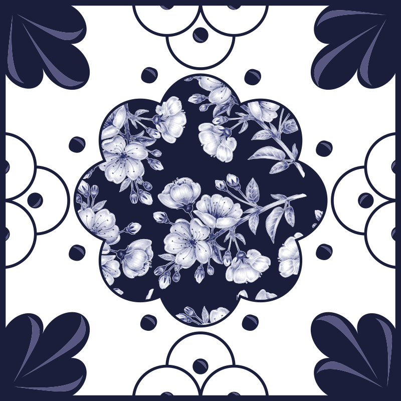 Tapis vinyle cuisine motif fleurs - TenStickers