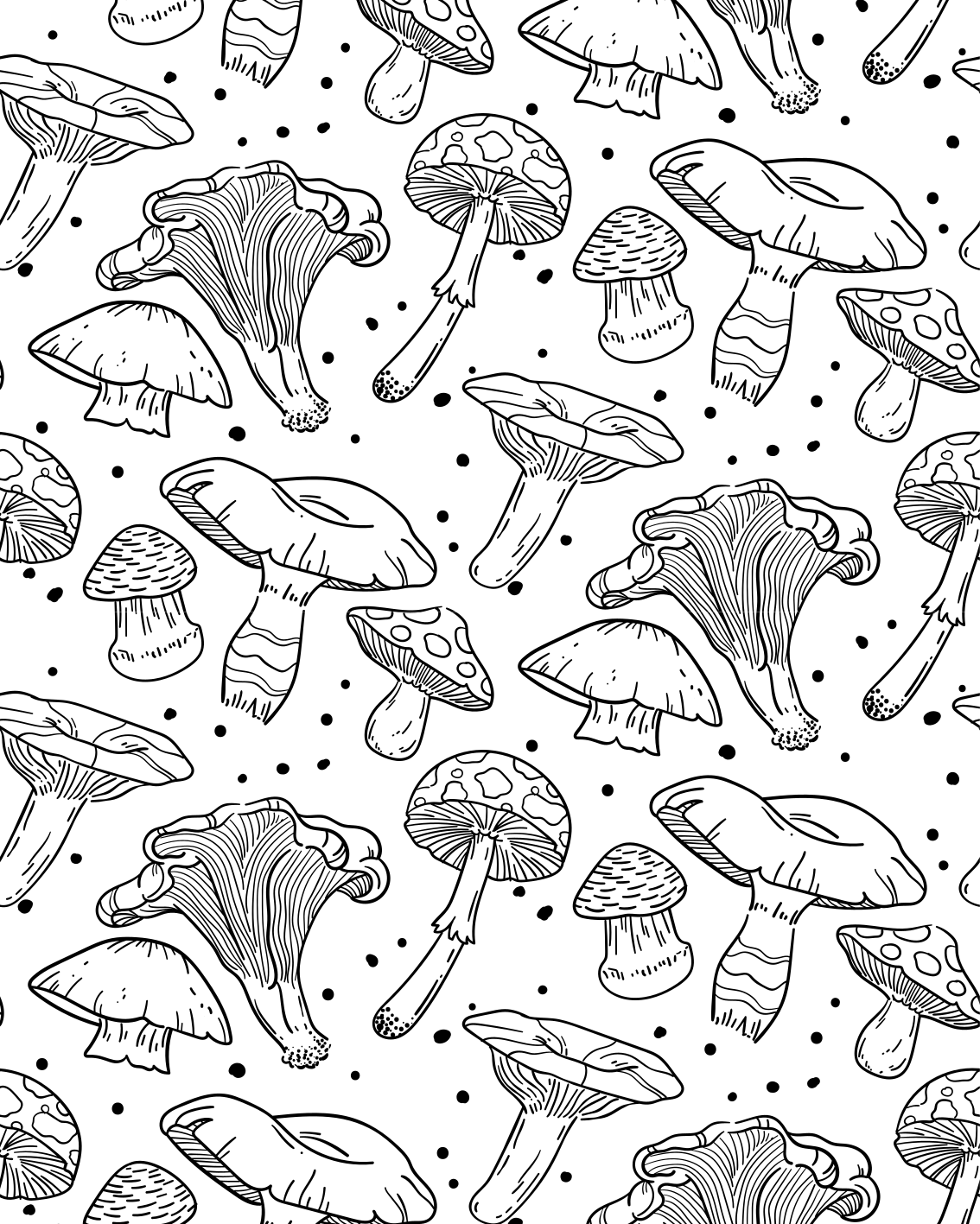 Tapis vinyle cuisine motif champignon dessiné à la main - TenStickers