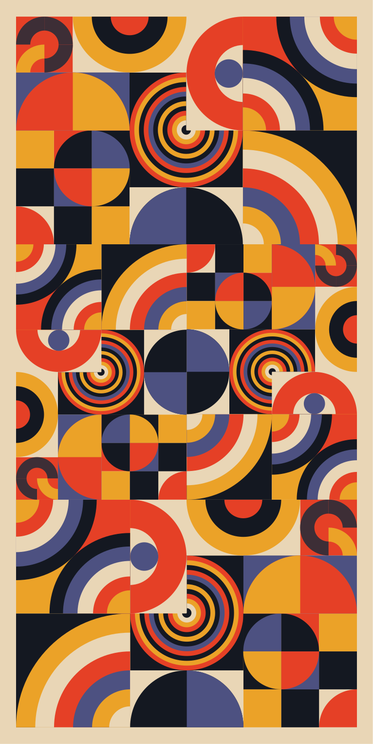 Tapis vinyle cuisine cercles bauhaus colorés - TenStickers