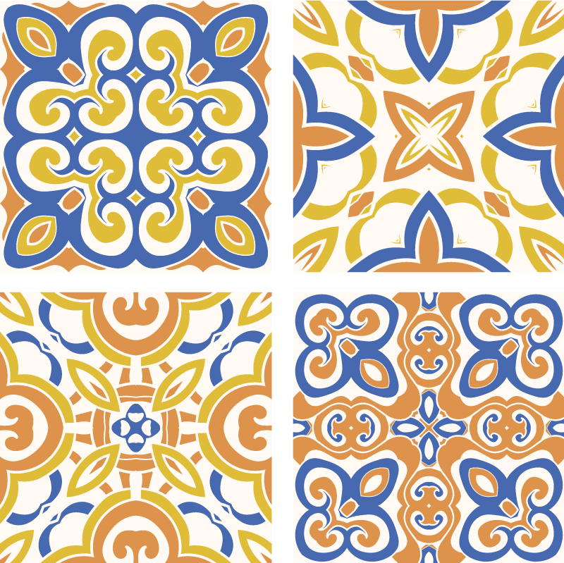 Tapis vinyle cuisine carreaux siciliens - TenStickers