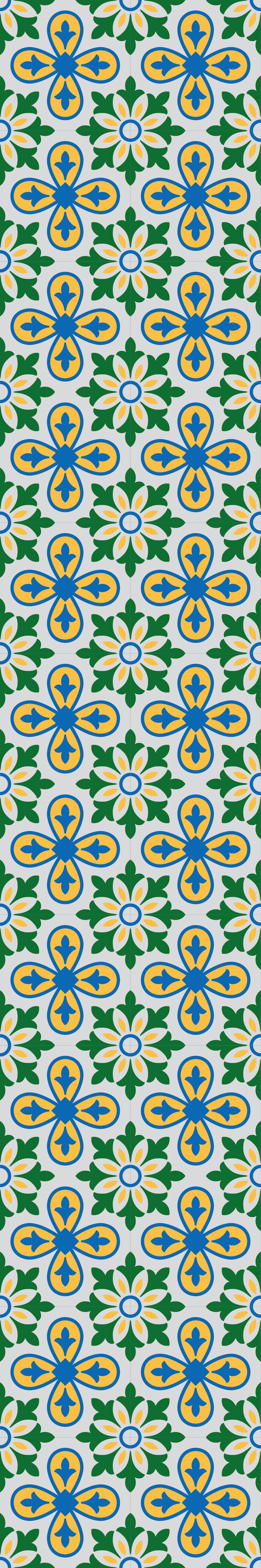 Tapis vinyle cuisine carreaux portugais bleus et jaunes - TenStickers