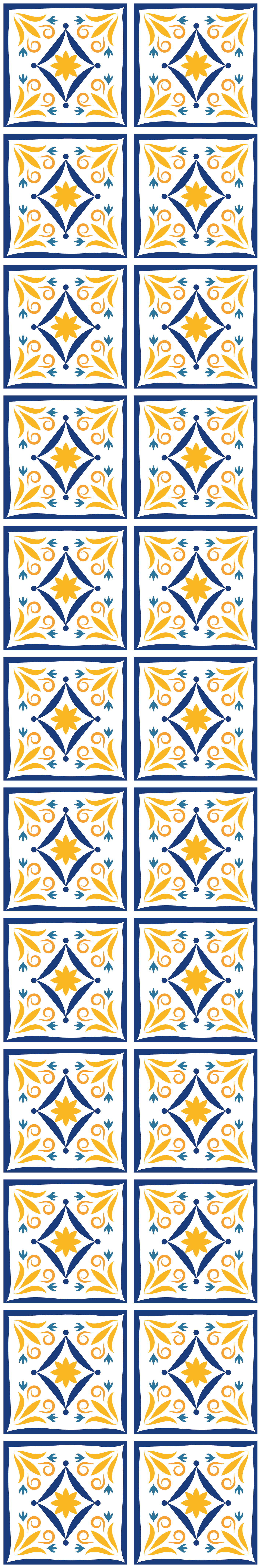 Tapis vinyle cuisine carreaux portugais bleus et jaunes - TenStickers