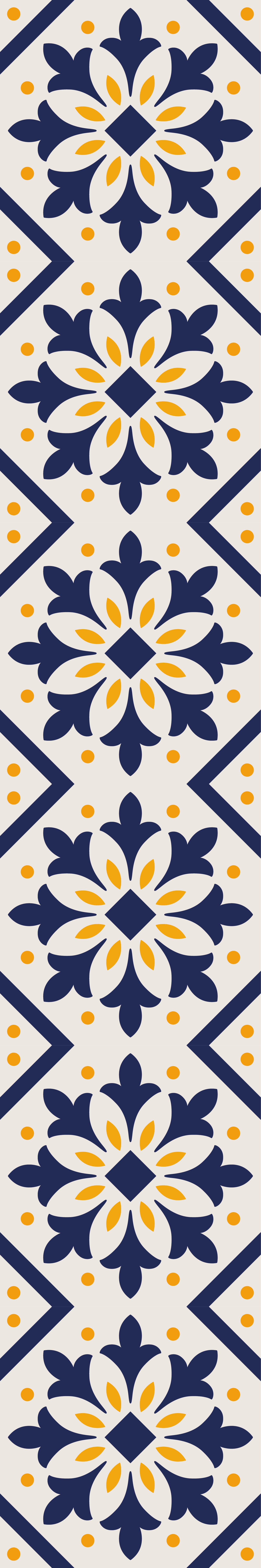 Tapis vinyle cuisine bleu avec carrelage portugais jaune - TenStickers
