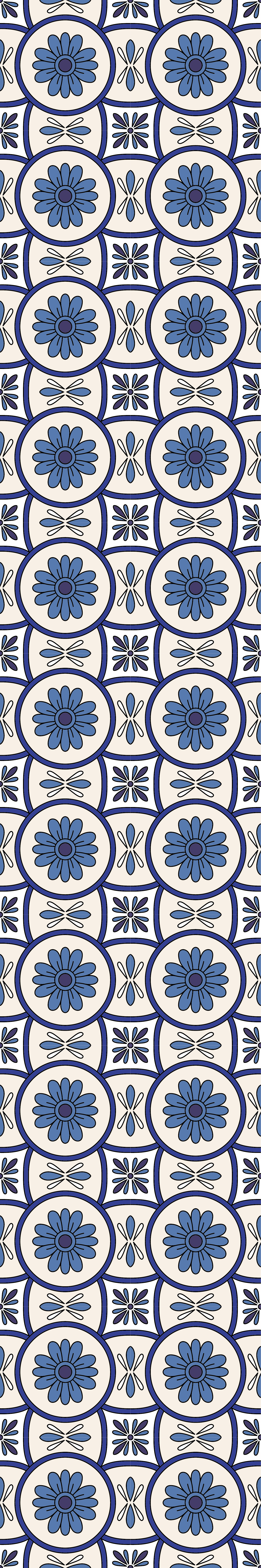 Tapis vinyle cuisine carreau portugais fleur bleue - TenStickers
