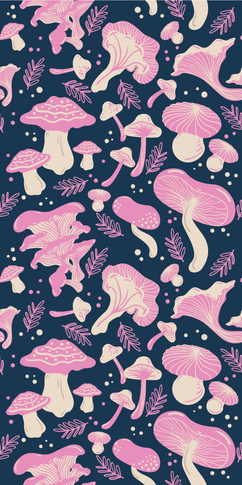 Tapis vinyle cuisine motif champignons roses - TenStickers