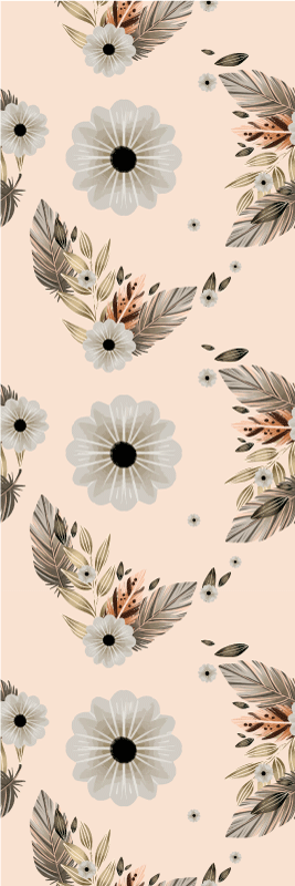 Tapis vinyle chambre motif fleurs pastel rose et noir - TenStickers
