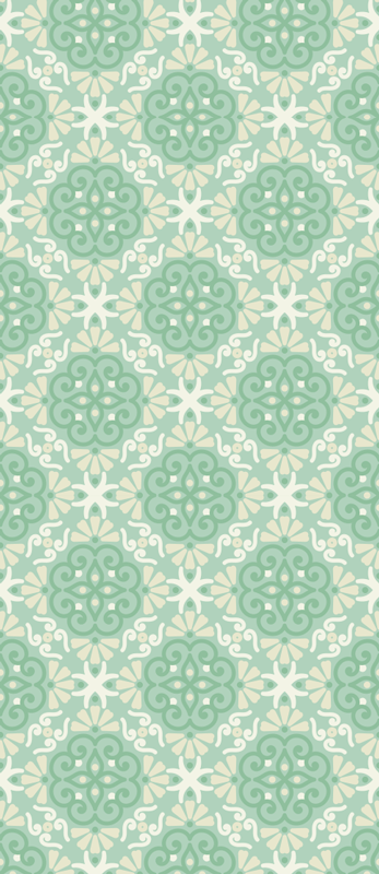 Tapis vinyle chambre motif floral vert nordique - TenStickers