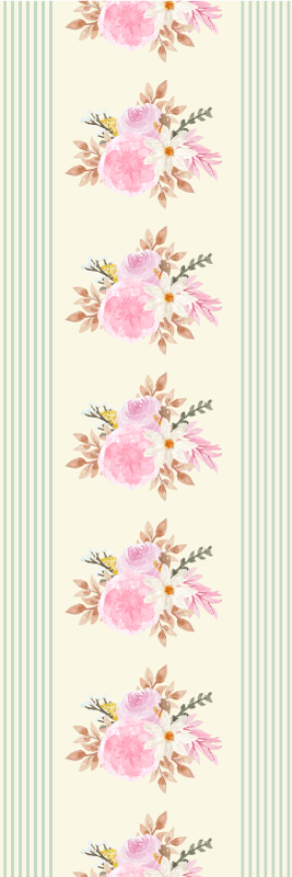 Tapis vinyle chambre motif floral rayé provincial - TenStickers