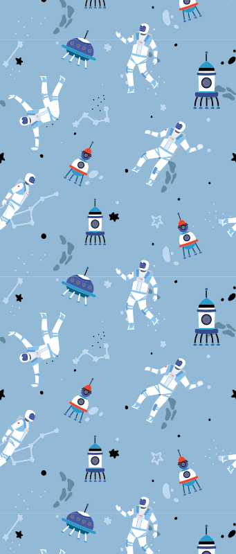 Tapis vinyle chambre astronautes et vaisseaux spatiaux - TenStickers