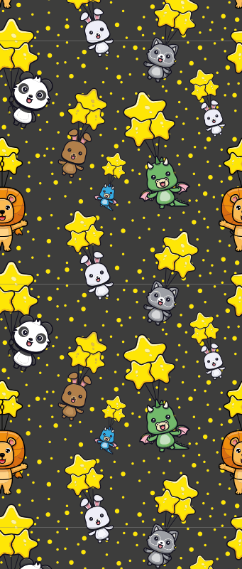 Tapis vinyle chambre animaux mignons en ballons - TenStickers