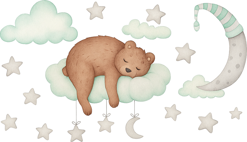 Tapis vinyle chambre ours dormant sur des nuages - TenStickers